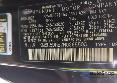 2022 Hyundai Palisade Limited from USA, damaged, VIN KM8R5DHE7NU368803